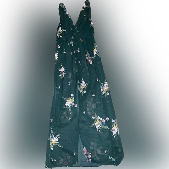 Ted Baker Green Floral Plunge Knot Twist Front Cover Up Beach Pool Dress Medium - Picture 4 of 6